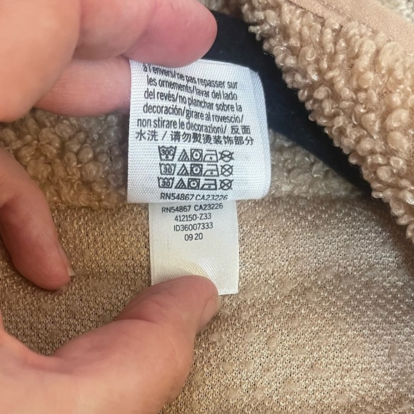 Pink snap front Sherpa lightweight jacket teddy fleece light brown small - Picture 6 of 7